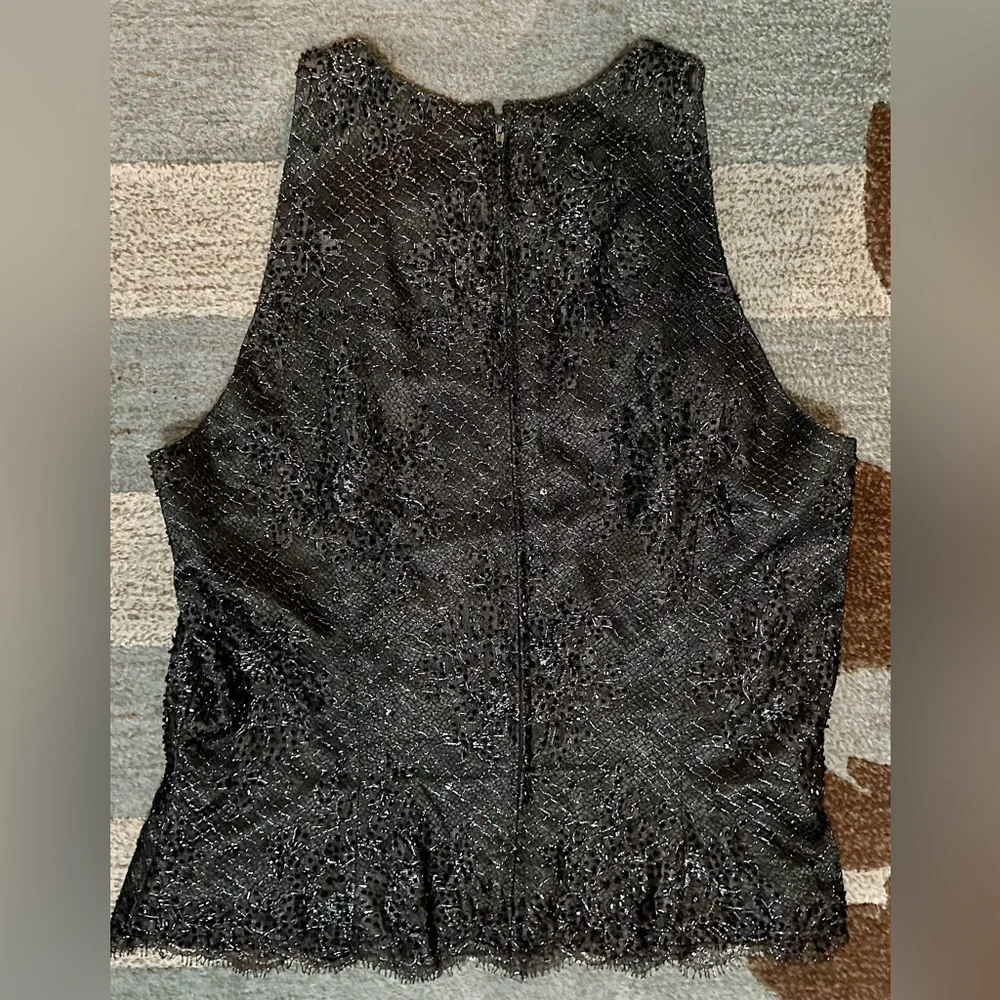 Carmen Marc Valvo Sleeveless Embellished Black Dressy Top - Picture 4 of 5